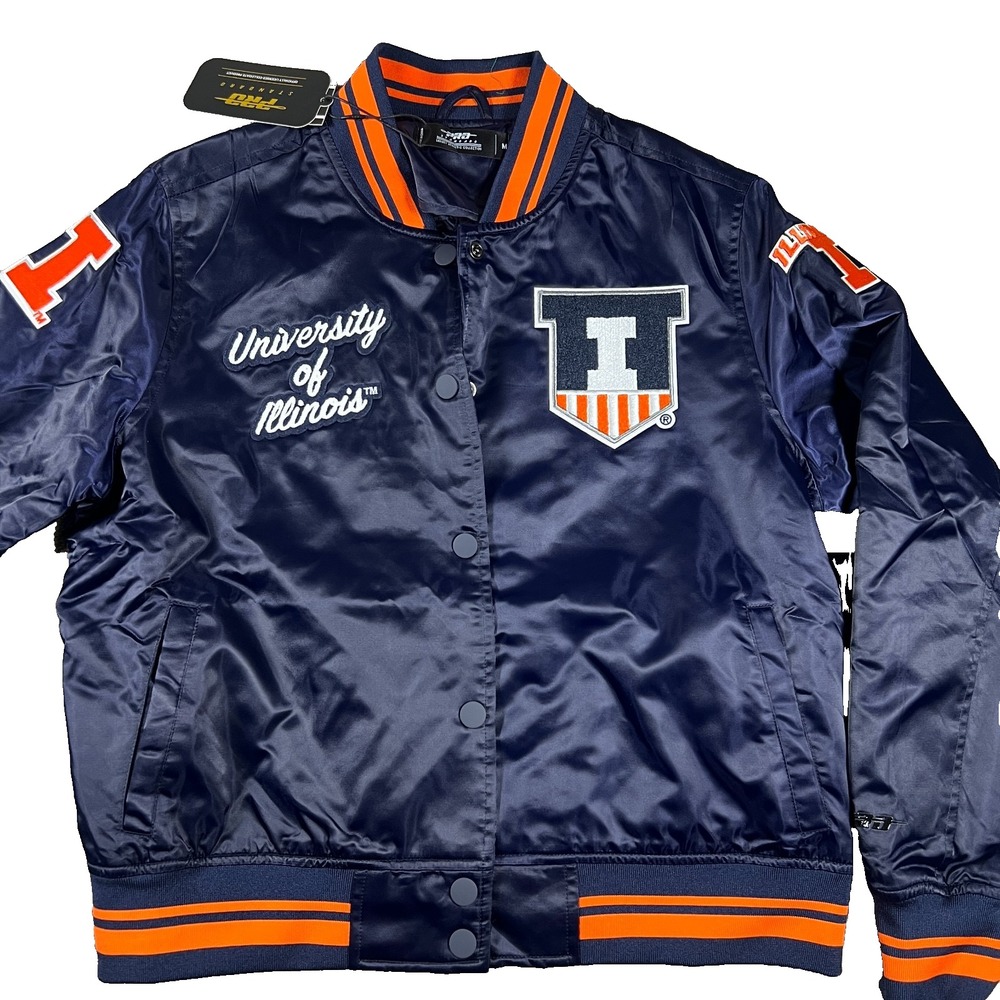 Pro Standard Womens Medium Navy Blue University Of Illinois Varsity Jacket‎ NWT
